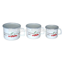 Patterned enamel cookware milk pot with coating high quality hollow enamel handle and pp lid